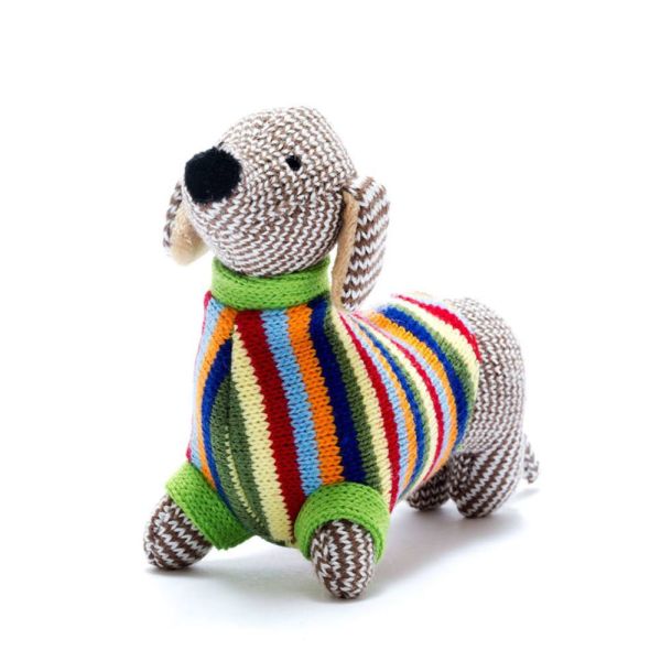 Knitted Sausage Dog Rattle